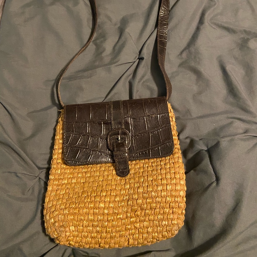 Shoulder bag with leather accents, made in Italy